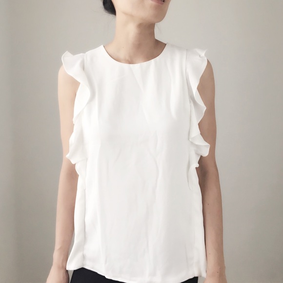 ON SALE Well made white out ruffle top. - Picture 2 of 6